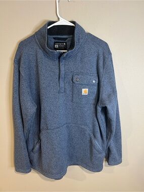 Carhartt Relaxed Fit Fleece Quarter Zip Pullover XL Blue